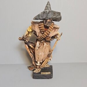 Vintage Mexican Folk Art Paper Mache Revolutionary Bandido Figurine, 13"